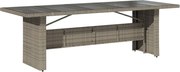 vidaXL Masă de grădină, blat din sticlă, gri, 240x90x75 cm, poliratan