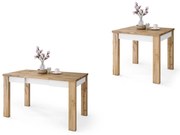 Mazzoni FONTE Stejar Wotan / Alb Mat - MASĂ CLASICĂ DE BUCĂTĂRIE/LIVING EXTENSIBILĂ PÂNĂ LA 130 sau 155 cm!