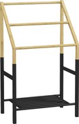 HOMCOM Suport de Podea pentru Prosoape cu 3 Bare și Raft Inferior pentru Obiecte, 51x31x85,5 cm, Negru | Aosom Romania