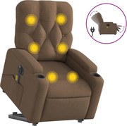 vidaXL Fotoliu electric de masaj rabatabil cu ridicare, maro, textil