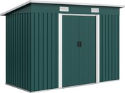 Outsunny Căsuță de Grădină 3,18m² din Oțel Zincat cu 2 Guri de Aerisire, Depozit pentru Unelte cu Uși Duble Culisante, Acoperiș Înclinat, 272x134x182 cm, Verde Întunecat | Aosom Romania