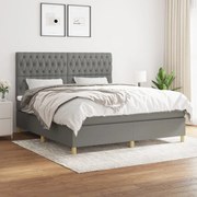 vidaXL Pat box spring cu saltea, gri închis, 180x200 cm, textil