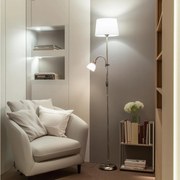 Brilagi - Lampă de podea CERIA 1xE27/100W/230V + 1xE14/25W crom mat/alb