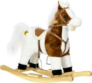 Cal Balansoar cu Sunet Muzical, Cal de Calarit cu Sa Cadou pentru Fetite si Baieti de 3-6 ani, Maro 68x26x62cm HOMCOM | Aosom Romania