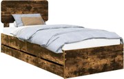 vidaXL Cadru de pat Stejar Afumat 100 x 200 cm Lemn prelucrat