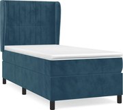 vidaXL Pat box spring cu saltea, albastru închis, 80x200 cm, catifea