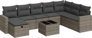 vidaXL Set canapele de grădină, 9 piese, cu perne, gri, poliratan