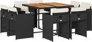 vidaXL Set mobilier de grădină cu perne, 9 piese, negru, poliratan