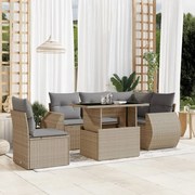 vidaXL Set canapele de grădină cu perne, 6 piese, bej, poliratan