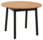 Masă de sufragerie extensibilă Duvasa 5 (stejar + negru) (pentru 4 persoane). 1093745