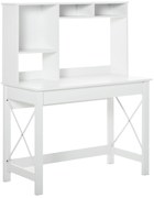 HOMCOM Birou cu depozitare birou bibliotecă birou din lemn modern cu rafturi și blat mare pentru spații mici birou acasă dormitor, 105 x 50 x 137,5 cm, alb | Aosom Romania