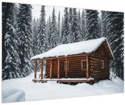 Tablou - Cabană acoperită de zăpadă (90x60 cm)