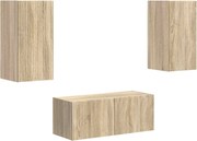 vidaXL Set comodă TV Pe perete 2 pcs Stejar Sonoma Lemn compozit