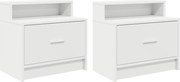 vidaXL Noptiere cu sertar 2 buc Alb 51x31x47 cm