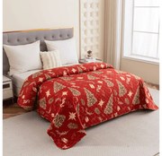 Cuvertura de pat cu model GOLD CHRISTMAS, rosu Dimensiune: 170 x 210 cm