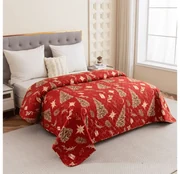 Cuvertura de pat cu model GOLD CHRISTMAS, rosu Dimensiune: 170 x 210 cm