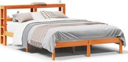 vidaXL Cadru de pat cu tăblie, maro ceruit, 140x200 cm, lemn masiv pin