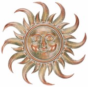 Decorațiune metalică pentru grădină Soare dincupru, diametru 49 cm, 49 x 1 x 49 cm