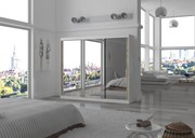 Dulap cu usi glisante 250x215 cm, Chester, ADRK Furniture (Culoare: Alb / Sonoma)