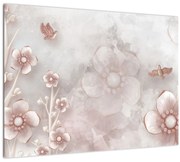 Tablou pe sticlă - Flori roz (70x50 cm)