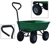 vidaXL Cărucior manual de grădină basculabil, verde, 300 kg, 75 L