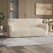 Huse bielastice VELVET bej fotoliu triplu (l. 170 - 220 cm)