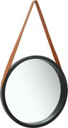 vidaXL Oglindă de perete cu o curea, 50 cm, negru
