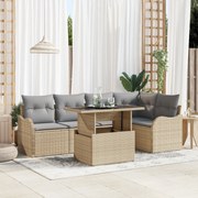 vidaXL Set de canapele pentru grădină cu pernă 6 pcs Bej Rattan poli