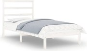 vidaXL Cadru de pat single, alb, 90x190 cm, lemn masiv