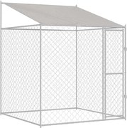 vidaXL Cușcă pentru câini cu acoperiș Argintiu 200 x 200 x 258 cm