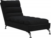 vidaXL Șezlong cu perne, negru, material textil