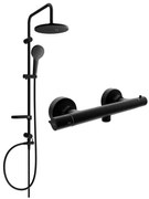 Mexen Erik set de duș aparente cu ploaie și baterie de duș termostatică Slim, negru - 77105205-70