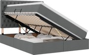 vidaXL Pat cu saltea și spațiu de depozitare Gri închis 140 x 200 cm