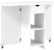 HOMCOM Masă pliantă pentru 2–4 persoane, masă de bucătărie rabatabilă cu depozitare, masă extensibilă pe roți, alb | Aosom Romania