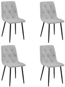 Set 4 Scaune Bucatarie/Dining Fido Material Textil Gri Deschis