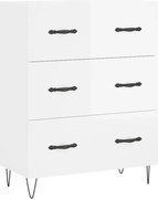 vidaXL Servantă, alb extralucios, 69,5x34x90 cm, lemn compozit