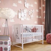 RESIGILAT Patut din lemn masiv 120x60 cm Bria alb cu laterala culisanta