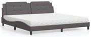 vidaXL Pat cu saltea, gri, 200x200 cm, piele ecologică