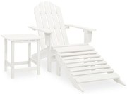 vidaXL Scaun de grădină Adirondack cu masă&otoman, alb, lemn de brad