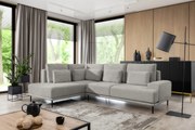 Colțar extensibil stânga Nicole L - Material textil gri Hevia 207.17, picioare negre