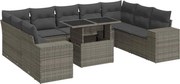 vidaXL Set mobilier de grădină cu perne, 10 piese, gri, poliratan