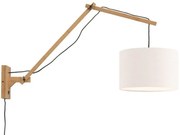 Aplica cu brat articulat din bambus si abajur din tesatura in, Andes natur/ alb