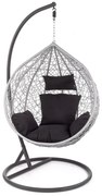 Fotoliu suspendat Eggy ratan gri/negru - H195 cm