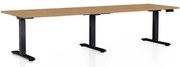 Masă înălțime reglabilă OfficeTech Long, 260 x 80 cm, picioare negre, stejar piatra