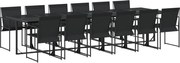 vidaXL Set mobilier de grădină, 13 piese, negru, textilenă