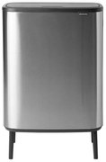 Cos de gunoi Brabantia Bo Touch Hi 1001265, 2x30 L, Perfect langa perete, Reglare pe picior, Rezistent la amprente, Inox/mat