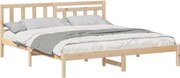 vidaXL Cadru de pat cu headboard Maro 140 x 200 cm Lemn de pin masiv