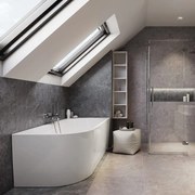 Cada freestanding Cersanit Crea 170x82 cm alb lucios cu montaj dreapta lipita de perete, BTW