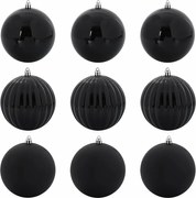 vidaXL Set de ornamente de Crăciun XL 9 pcs Negru Plastic