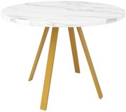 Masă rotundă pentru 4 persoane, Alb+Auriu | Aosom Romania